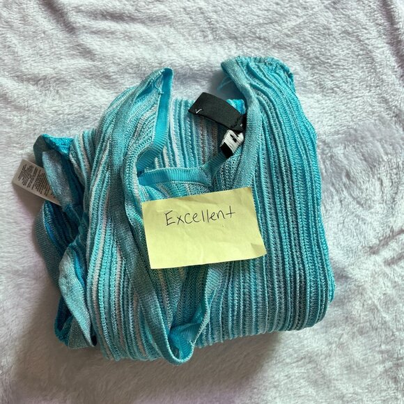 White House Black Market Womens Blue Metallic Knit Dolman Sleeve Tunic Blouse XL - Picture 10 of 10